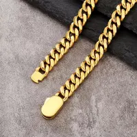 Bracelet en acier inoxydable plaqué or 18 carats pour hommes, Miami Curb, Cuban, JOLink, Fermoir, Hip Hop, Bijoux, 6mm-12mm 4
