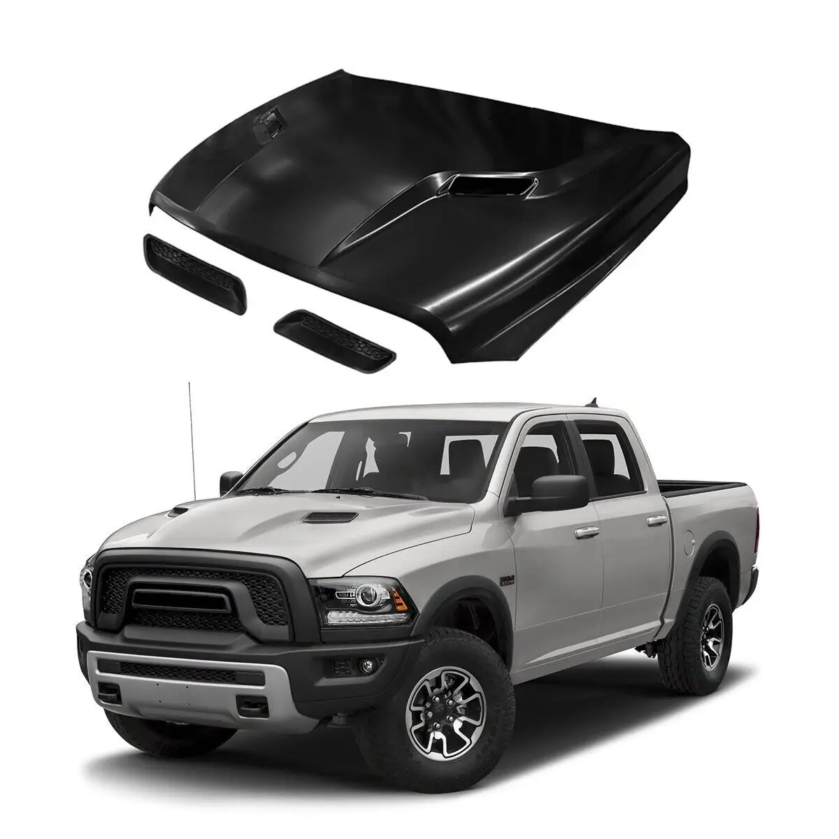 

Car Hood Panel With Scoop(Aluminum) Fit 2013-2018 Dodge Ram 1500 Sport 2014 2015 2016 2017 JUNCHENG Car Body Part Auto Bonnet