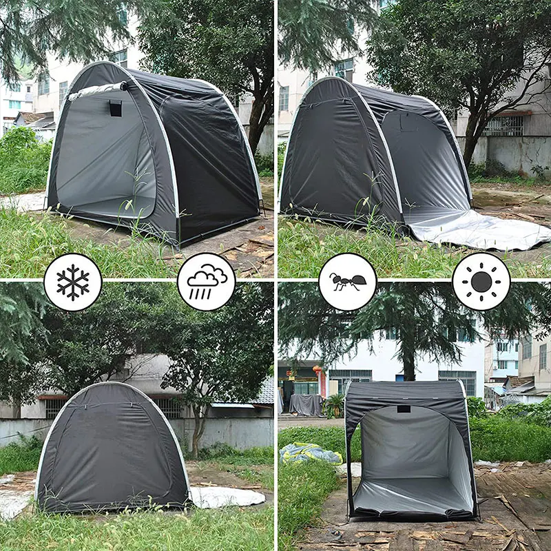 Bike Storage Shed Two Doors Can Store 3-4 Bicycles Oxford Fabric Material with Multi Tool and 2pcs Combination Lock