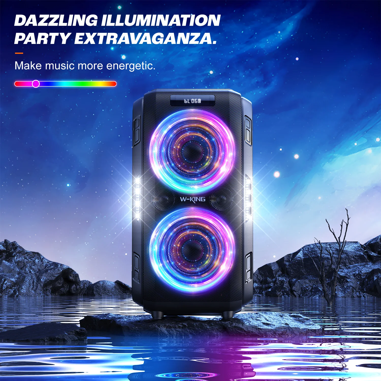 Bluetooth Speaker W-KING 250W PEAK Large 120dB 12 Custom Bass V5.3 Big Party Boombox Portable Wireless