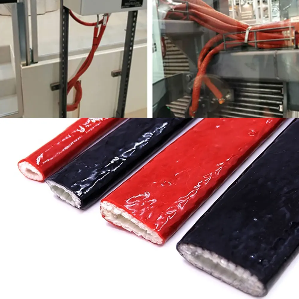 

High Temperature Resistant Fiberglass Tube Silicone Resin Coated Glass Fiber Braided Fireproof Sleeve Fire Retardant Casing Pipe