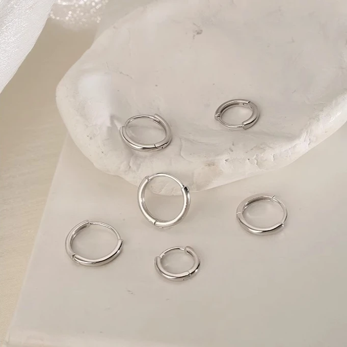 3Pair Stainless Steel Minimalist Huggie Hoop Earrings for Women Gold Color Tiny Round Circle 8/10/12mm Punk Unisex Rock Earring
