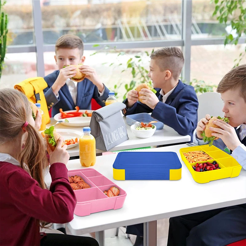 Compartment Lunch Box Plastic Portable Lunchbox Students Office Bento Box Microwave Food Containers With Fork And Spoon