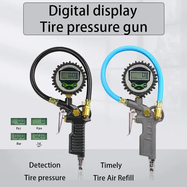 Car Tire Pressure Detection Tool EU Tire Pressure Inflation Gauge LCD Display LED Backlight Vehicle Tester Inflation Monitoring 4