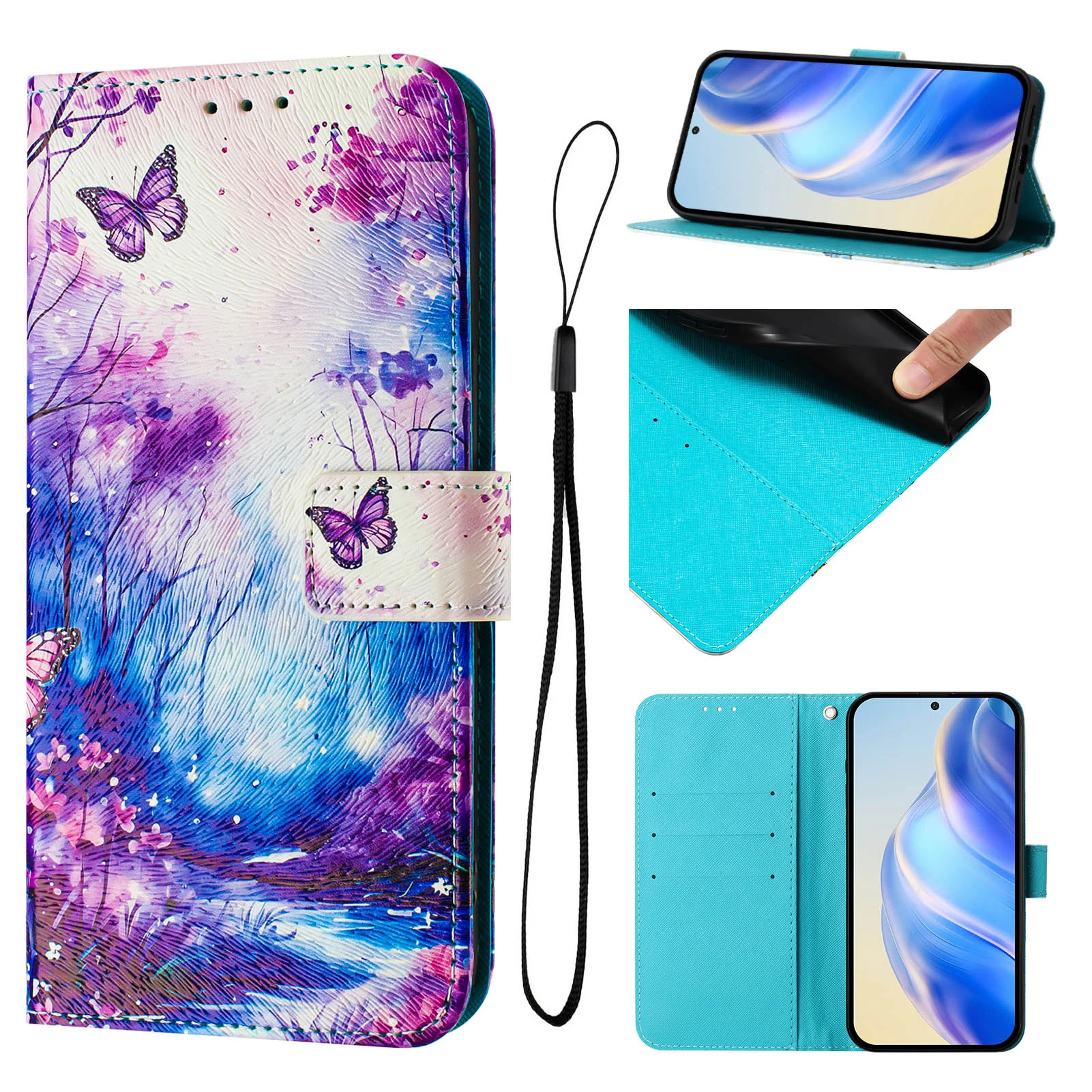 Leather Magnetic Flip Wallet Phone Case with Card Slots and Holder