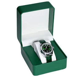 Elegant Black PU Leather Watch Gift Box with Pillow - Stylish Display Case (Green)