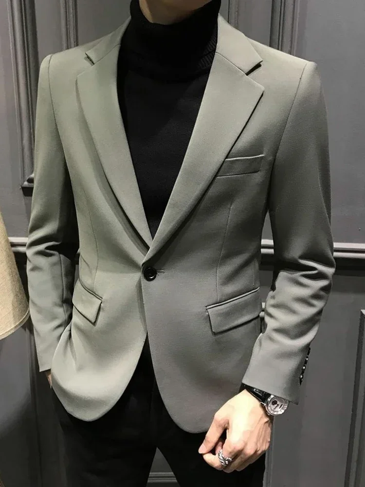 thumbnail image 1 of Abrigos Chaquetas para Hombre Chaquetas Cortas de Vestir Trajes y Blazers Cortos para Hombre Ropa de Negocios Gris de Alta Calidad Ropa de Estilo Coreano, 1 of 5