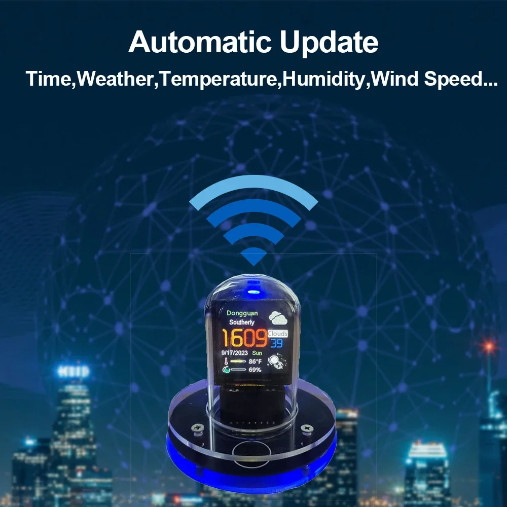Nixie Tube Clock Smart Wifi Glow Diy Tube Clocks Cyberpunk Style Digital Table Clock Visual Display Changeable Automatic Update