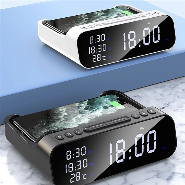 Cargador despertador inalámbrico multifunción con reloj