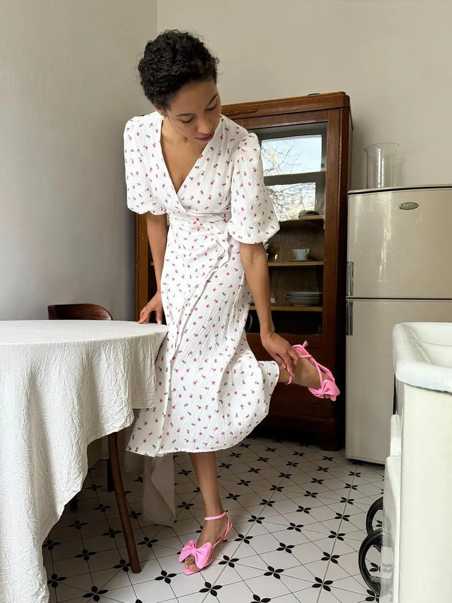 Women's Loose Fit Cotton Blend Maxi Dress with V-Neck & Short Sleeves Saa403be8cd0545f6b32a60ada2fc532ah
