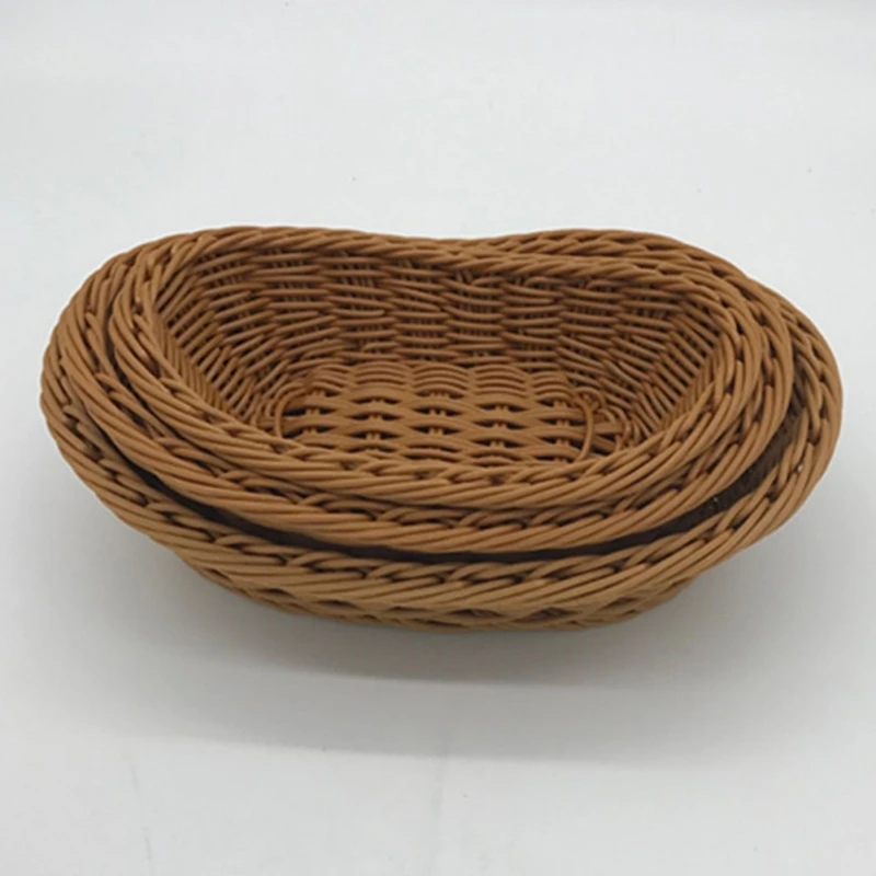 Bread Tray Rattan Wicker Woven Serving Baskets for Bread Fruit Vegetable Handmade Oval Storage Basket Display Rattan Basket 3