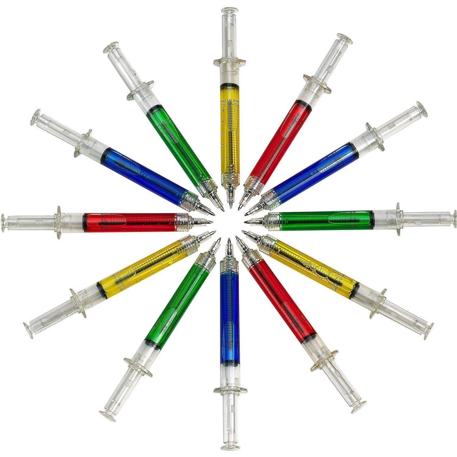 Syringe Pens 12Pcs Syringe Pens Retractable Fun Multi Color Novelty Pen for Nurses Writes in Black Ink Nursing Student School Supplies
