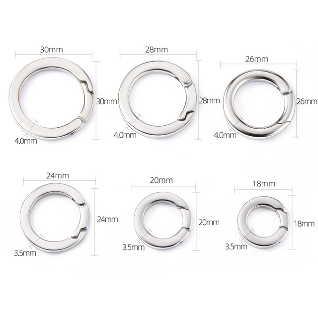 Joints toriques à ressort, 16 Pcs Round Spring Snap Clip Hook 35mm Round  Carabiner Clips