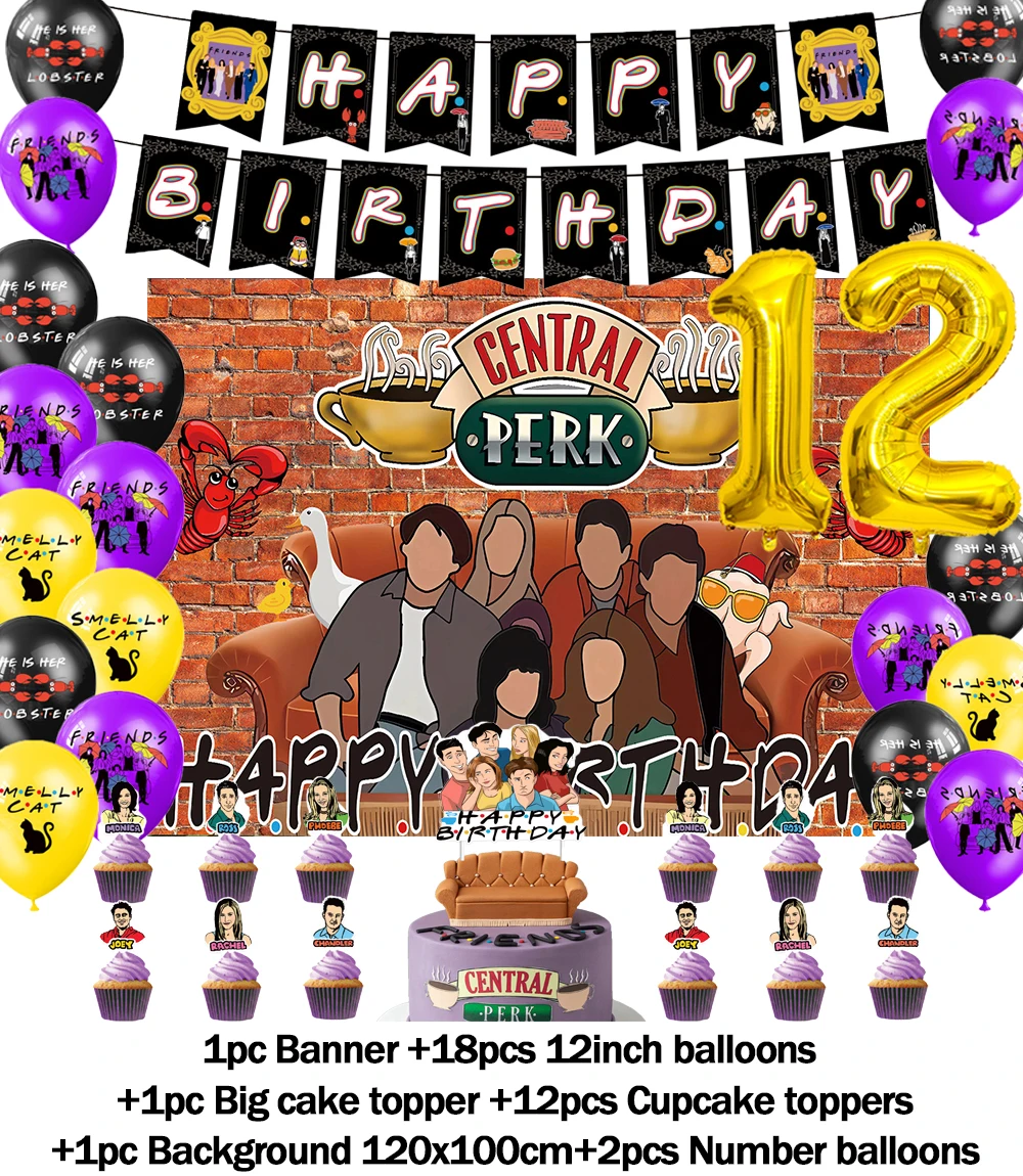 Klassische TV-Serie F-Friends Geburtstagsparty-Dekoration Tasse Teller Luftballons Amerikanischer Hintergrund-Banner Partyzubehör Babyparty-Geschenk – Detail 9