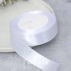 Elegant Satin Ribbon for Crafting and Decorations - Various Widths and 25 Yards per Roll (White)