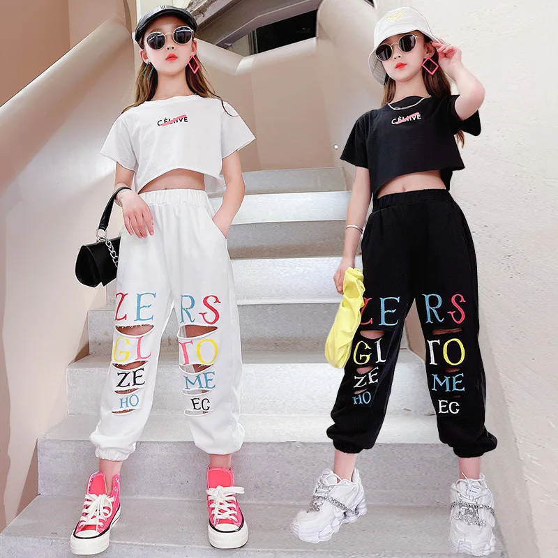 

Jazz Costume Hip Hop Girls Clothing Hip Hop Tops Pants For Kids Performance Modern Dancing Clothes girls clothing set