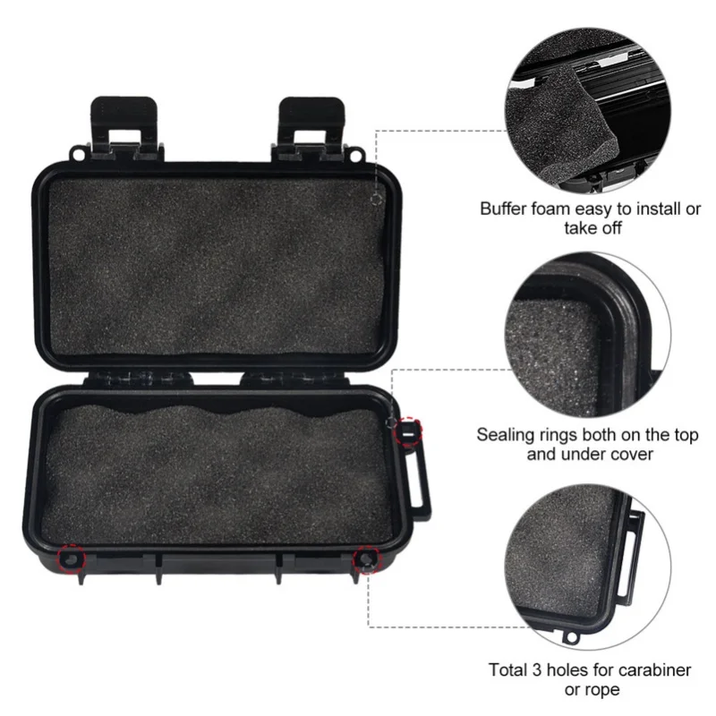 낚시 캠핑 하이킹을 위한 2개의 U자형 버클이 있는 방수 상자 충격 방지 건조 보관 상자