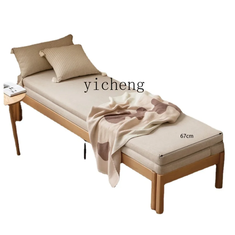 

Tqh Solid Wood Sofa Bed Foldable Dual-Purpose Small Apartment Multi-Functional Telescopic Bed without Armrest