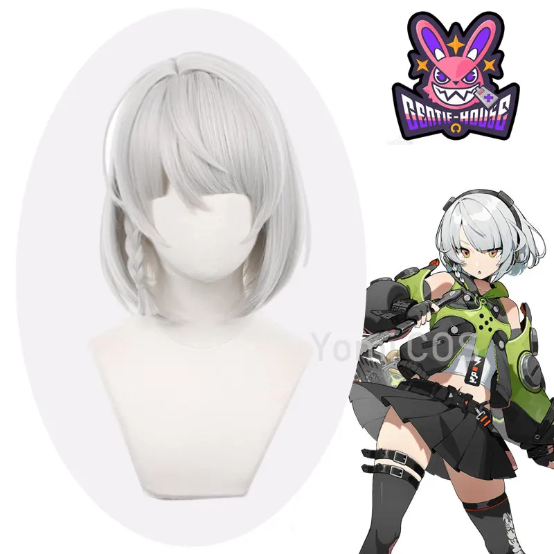 

Game Zenless Zone Zero Anby Demara Gentle House Cosplay Wig 30cm Short Straight Silver Gray Hair Role Play Halloween Party Wigs