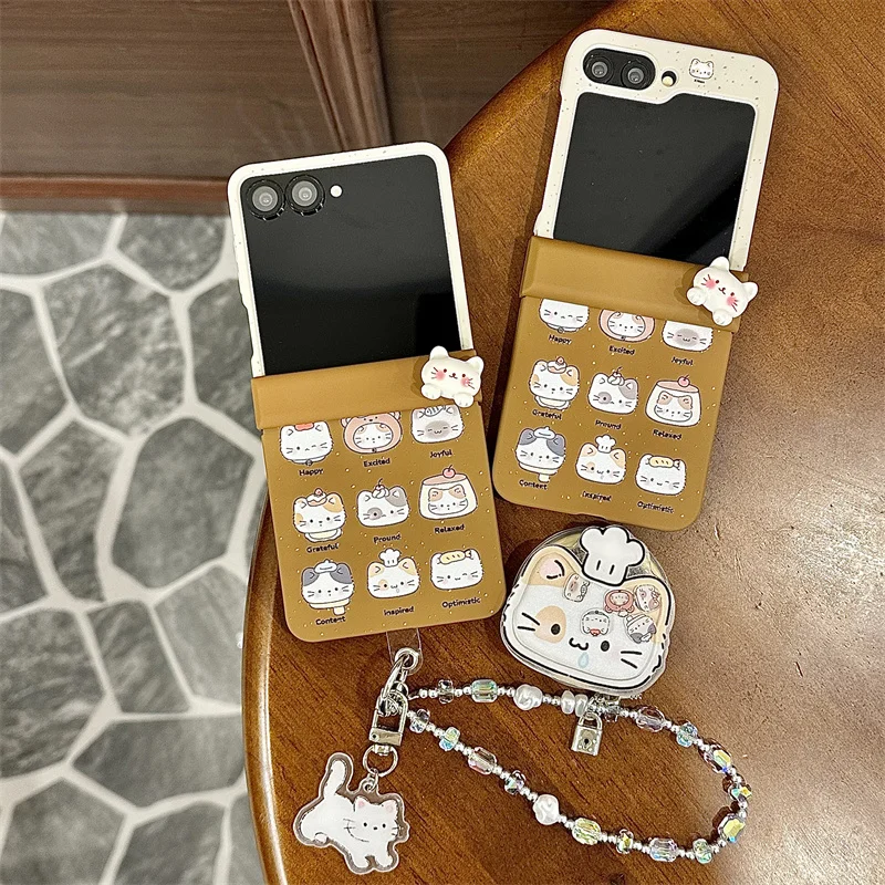 Korean Cute Cat Magnetic Phone Case with Magsafe Stand Chain - Kawaii Design