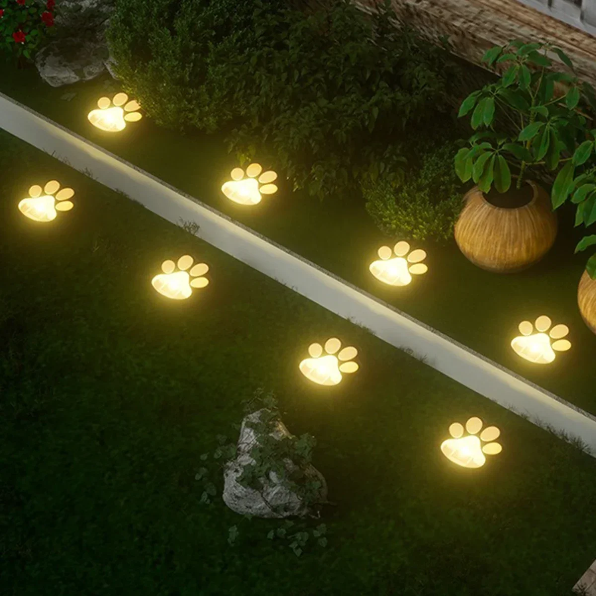 Solar Lawn Light Dog Paw Footprints Stairs Light Outdoor Waterproof Balcony Garden Fence Landscape Decoration Solar Powered Lamp solar lights solar decoration light solar spot light