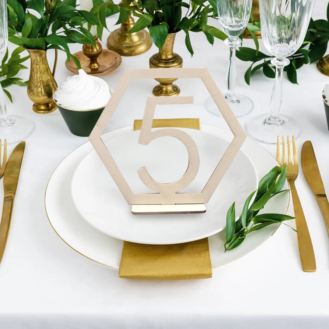 10Pcs Table Sign Cards Hollowed Wooden Number 1-10 Guests Seat Signs for Wedding Event Birthday Party Decorations Card Holders