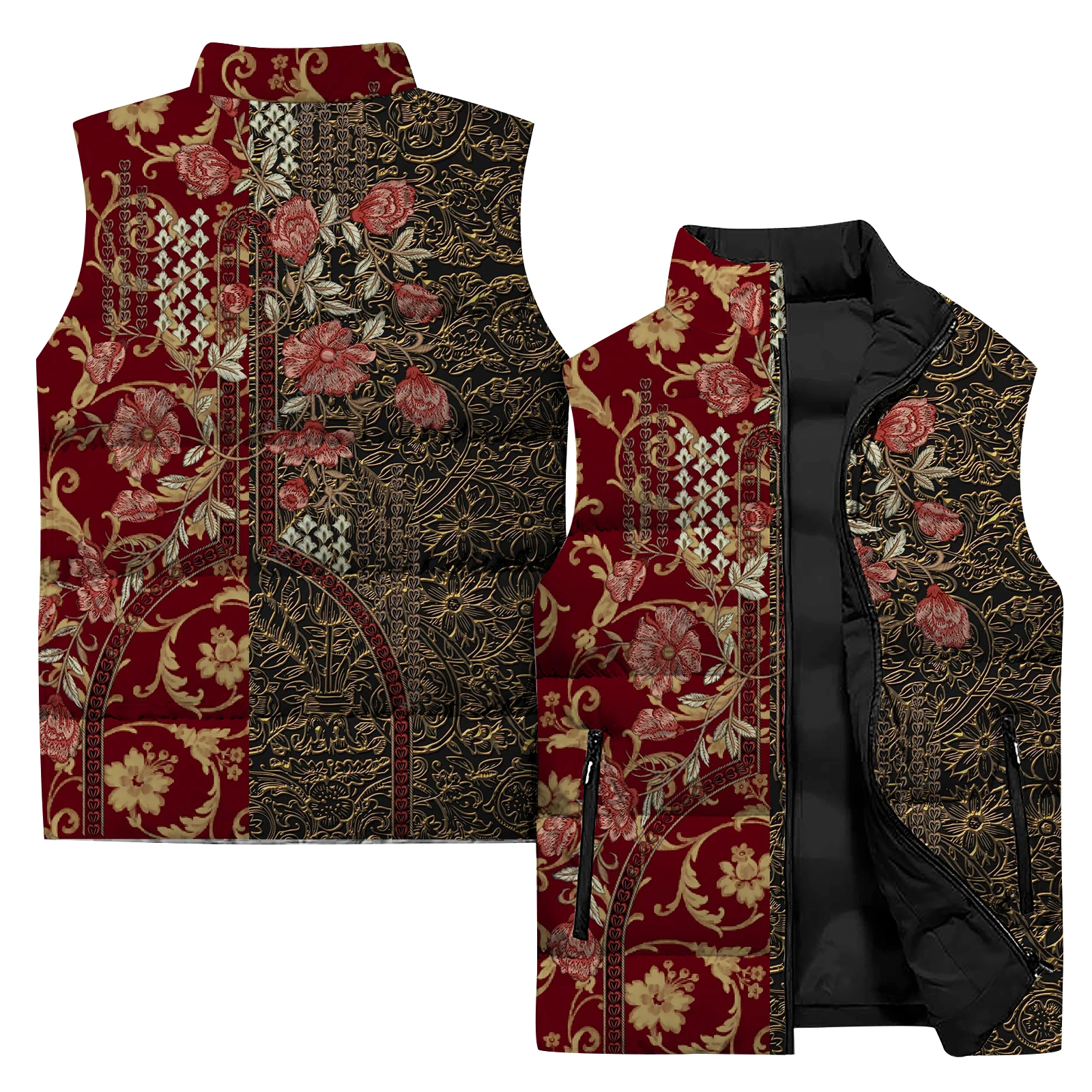 thumbnail image 1 of Chaquetas de hombre con plantas, ropa cálida de invierno para hombre, chalecos duraderos para hombre, chaleco de punto fresco, abrigo barato con rosas y flores de cocotero, 1 of 5
