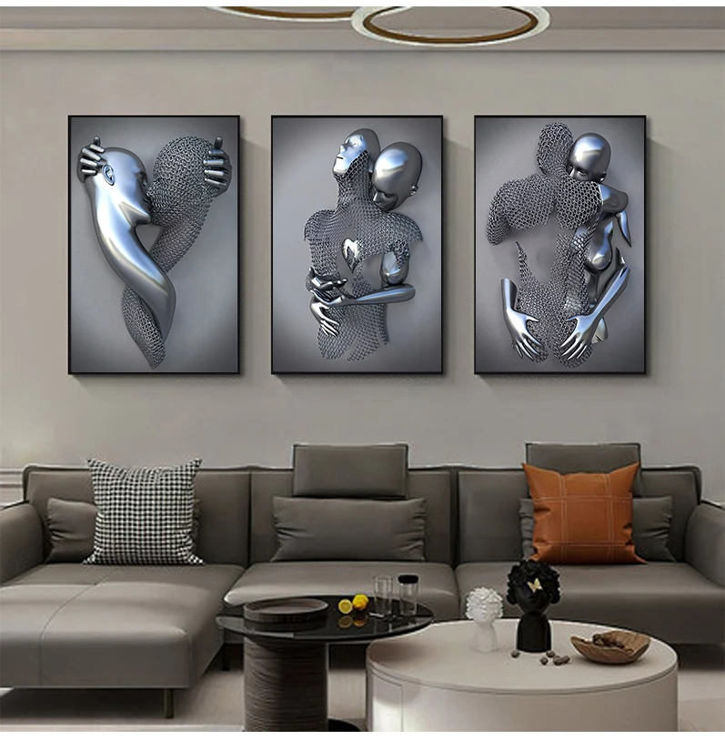 Metal Figure Statue Art Canvas Painting Romantic Abstract Posters and Prints Wall Pictures Modern Living Room Christmas Gifts