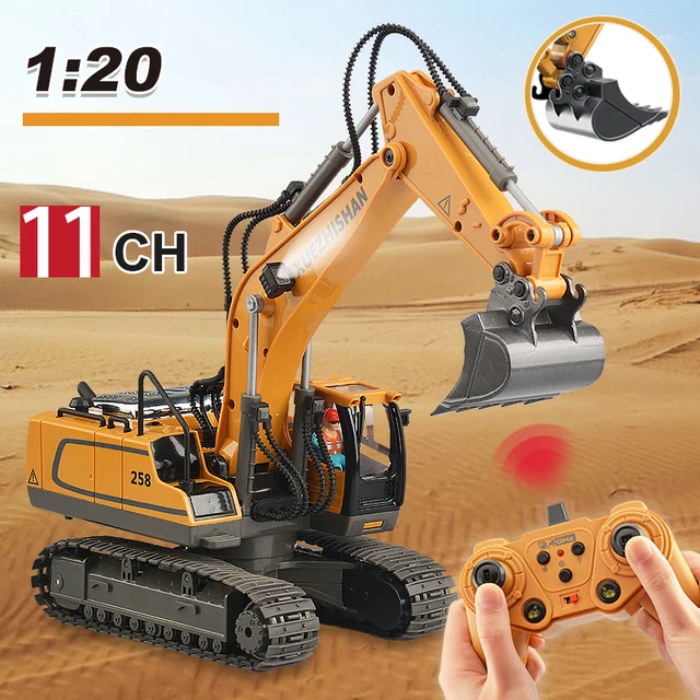 2.4Ghz 11 Channel 1:20 Rc Excavator Toy Engineering Car Alloy and Plastic Remote Control Digger Truck For children's Gift 2