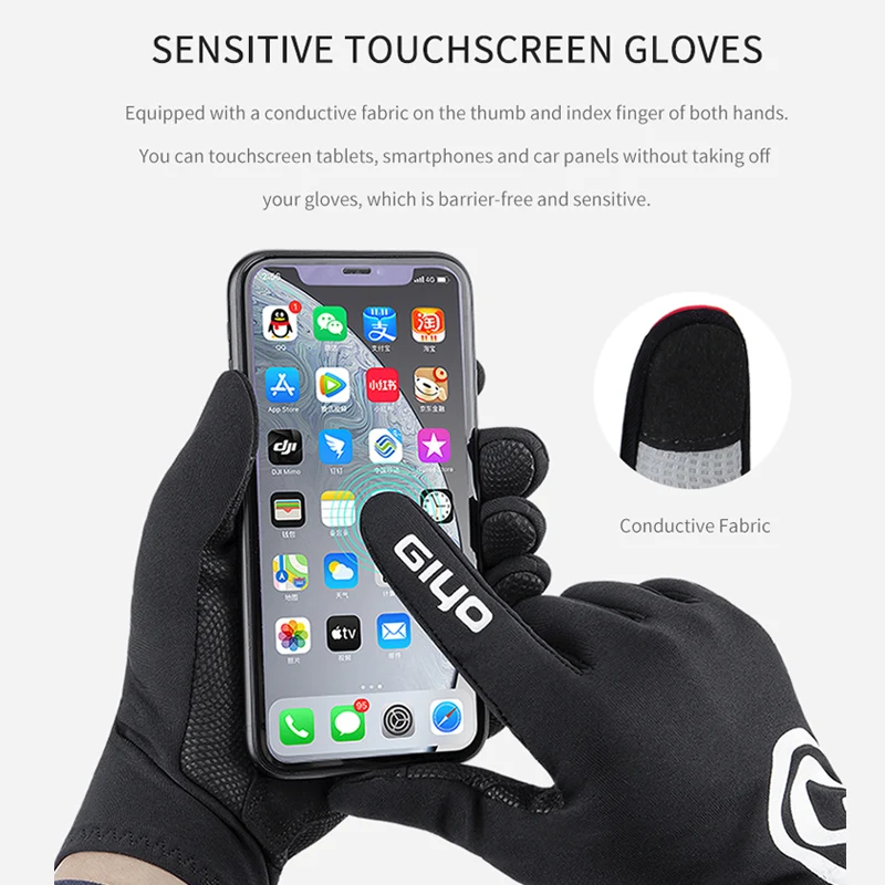 GIYO Winter Gloves Riding Long Finger Autumn For Road MTB Bike Touch Screen Thickened Riding Motorcycle Electric Vehicle Gloves 3