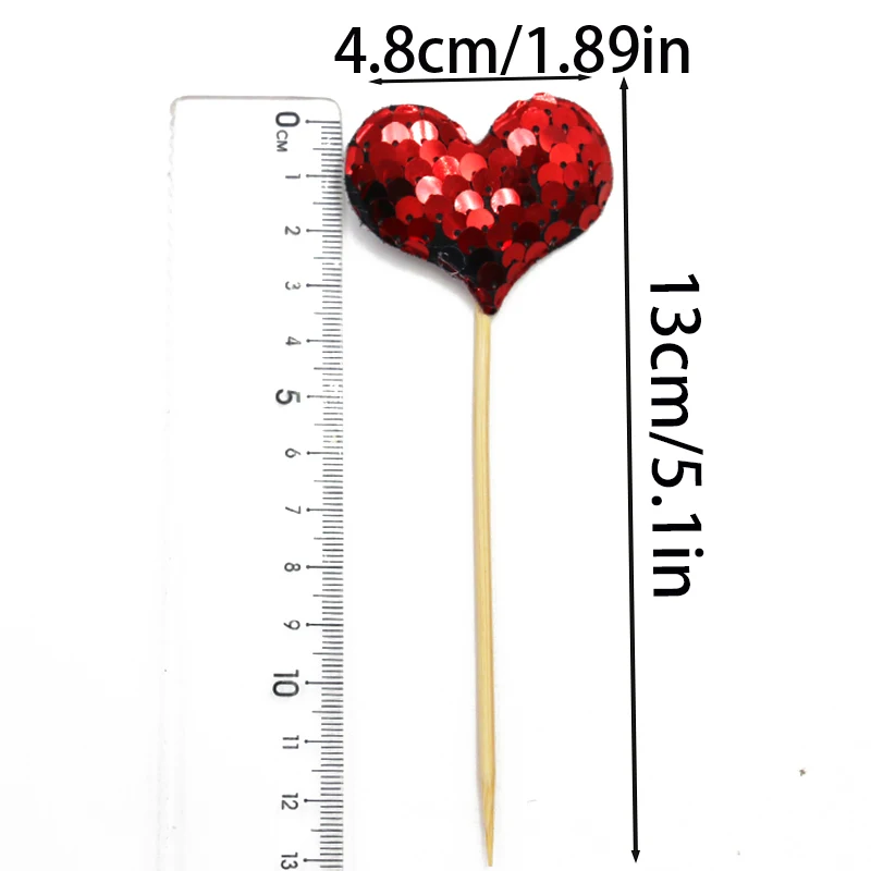 (10 Pieces/pack) 4.8*13cm Love Sequins Valentine's Day Plugin Decoration Wedding Party Decoration Handmade Materials