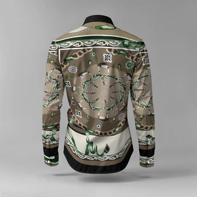 2025 Spring Summer Men Shirt Set Brand Print Fashion Printing Two Piece Set Mens Light Luxury Lightweight Party Long Sleeves_voghion.com