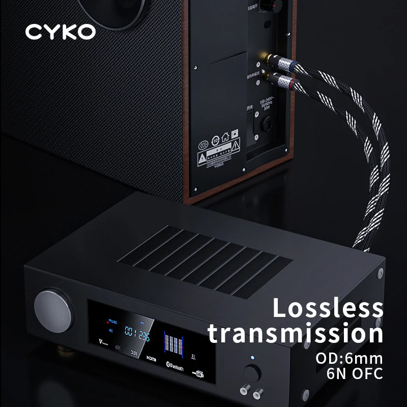 Cabo de Áudio Cyko-rca para Amplificador Hifi 6n Ofc 2rca para 2rca Estéreo Plugue Banhado a Ouro Macho para Macho Amplificador tv Box Par - Image 3