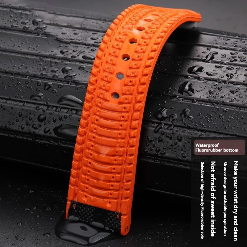 Universal Waterproof Rubber Watch Strap - Unisex, 19-24mm Adjustable Bracelet Wristband