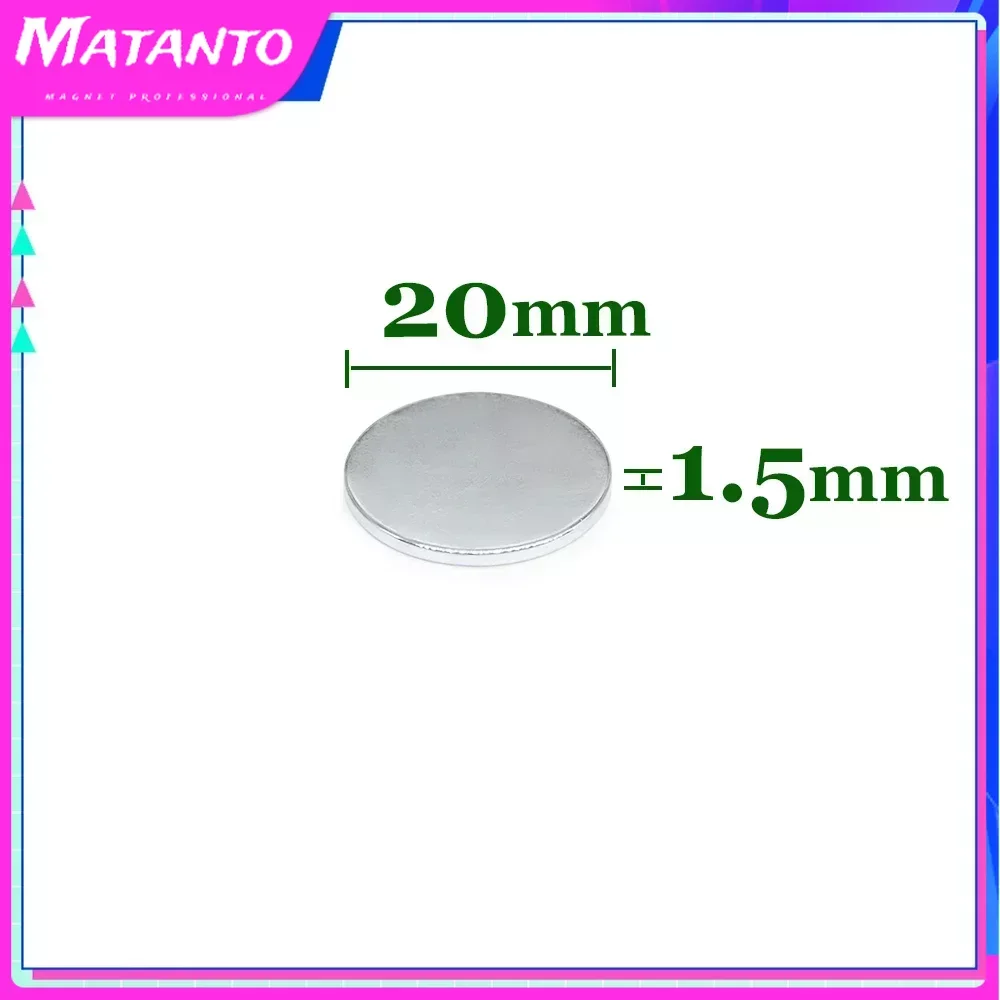 

Тонкие круглые мощные магнитные магниты, 50 шт., 20x1,5 мм, неодимовые Дисковые магниты 20*1,5, редкоземельный магнит