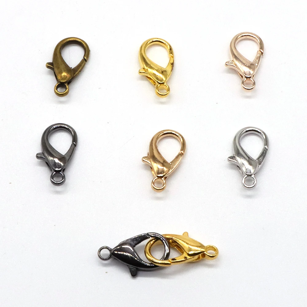 

50pcs Lobster Clasps for Bracelets Necklaces DIY Hooks Chain Closure Accessories for Jewelry Making Findings Wholesale Gift