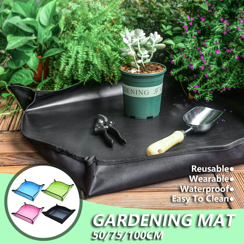 

50-100CM Planting Mat Oxford Cloth Gardening Potting Mat Foldable Gardening Pad Waterproof Garden Flower Pot Transplanting Mats