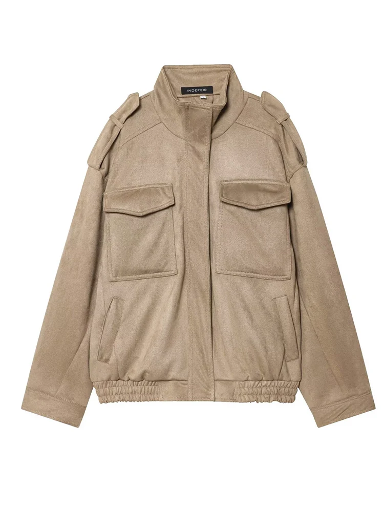 Chic Casual Soft Bomber Jackets 2025 New Autumn Winter Women Lapel Long Sleeve Zipper Coats Fashion Streetwear Loose Outerwear