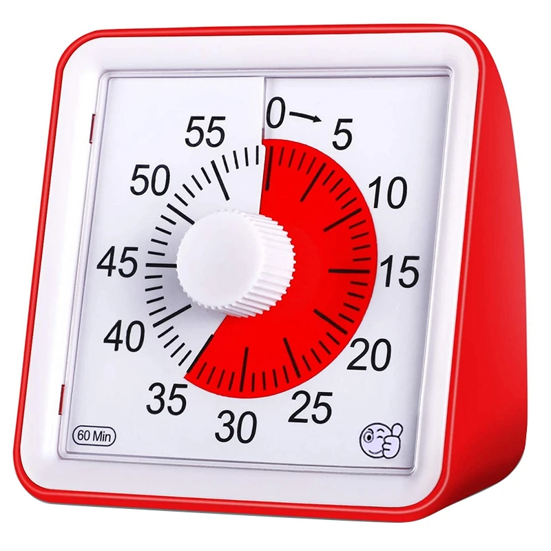 

Visual Timer 60 Minute Kids Timer 3 Inch Countdown Timer Silent Visual Analog Timer for Kids and Adults Red