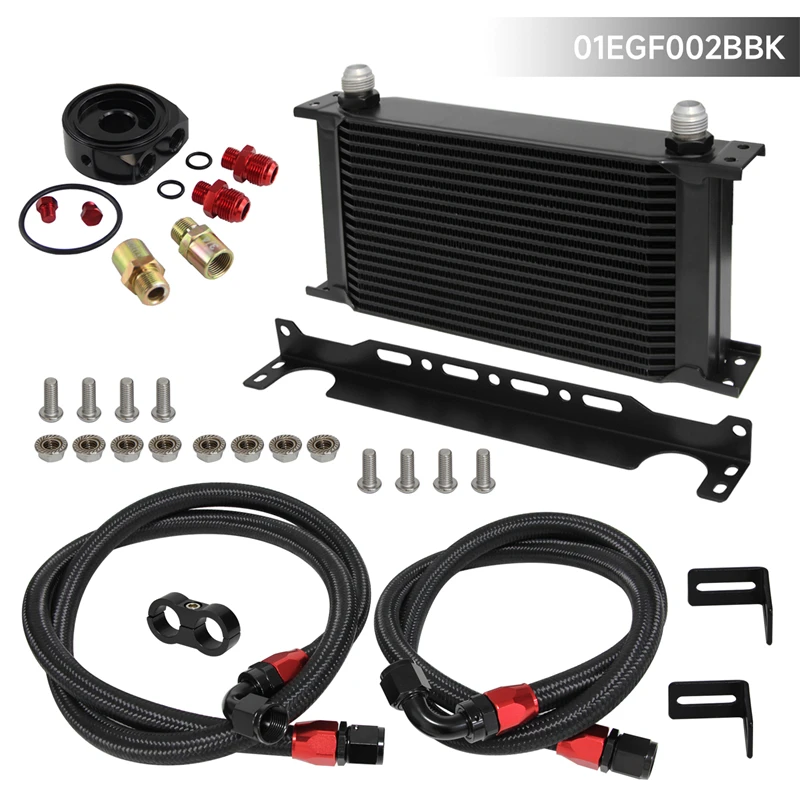 Kit 13 Row Oil Cooler 10AN Kit Refroidisseur D'huile Moteur 13 Rangées, Taille AN-10 - Dimensions 13.4" X 8.4" X 2", Noir Kit Refroidisseur Huile 13 Rangées