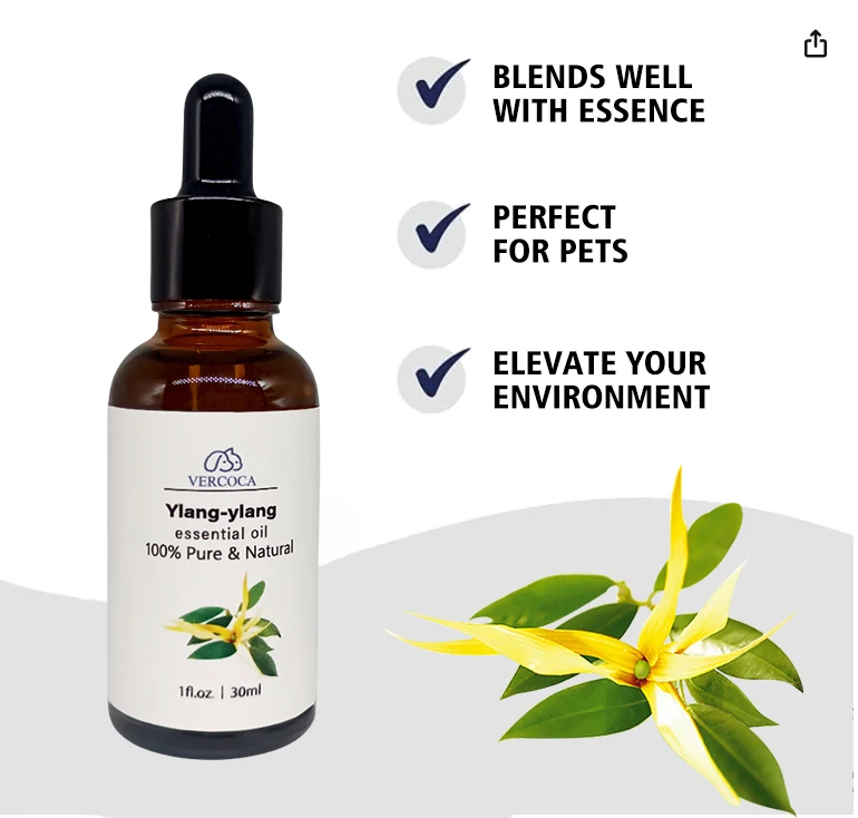 Ylang Ylang Essential Oil 30ml Essential Oil Glass Bottle Relief and Calming Comfort Natural Pure Organic Aromas