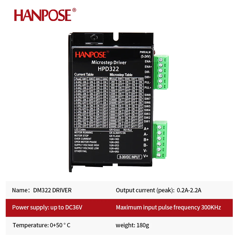 HPD322 controller driver 8-36VDC step servo driver for NEMA17 23 CNC hybrid servo motor For 3D Printer Monitor Equipment