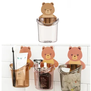 곰 벽걸이 칫솔 홀더 및 붙여 넣기, 어린이 물건, 욕실 액세서리, 선반 보관 용품 정리함
