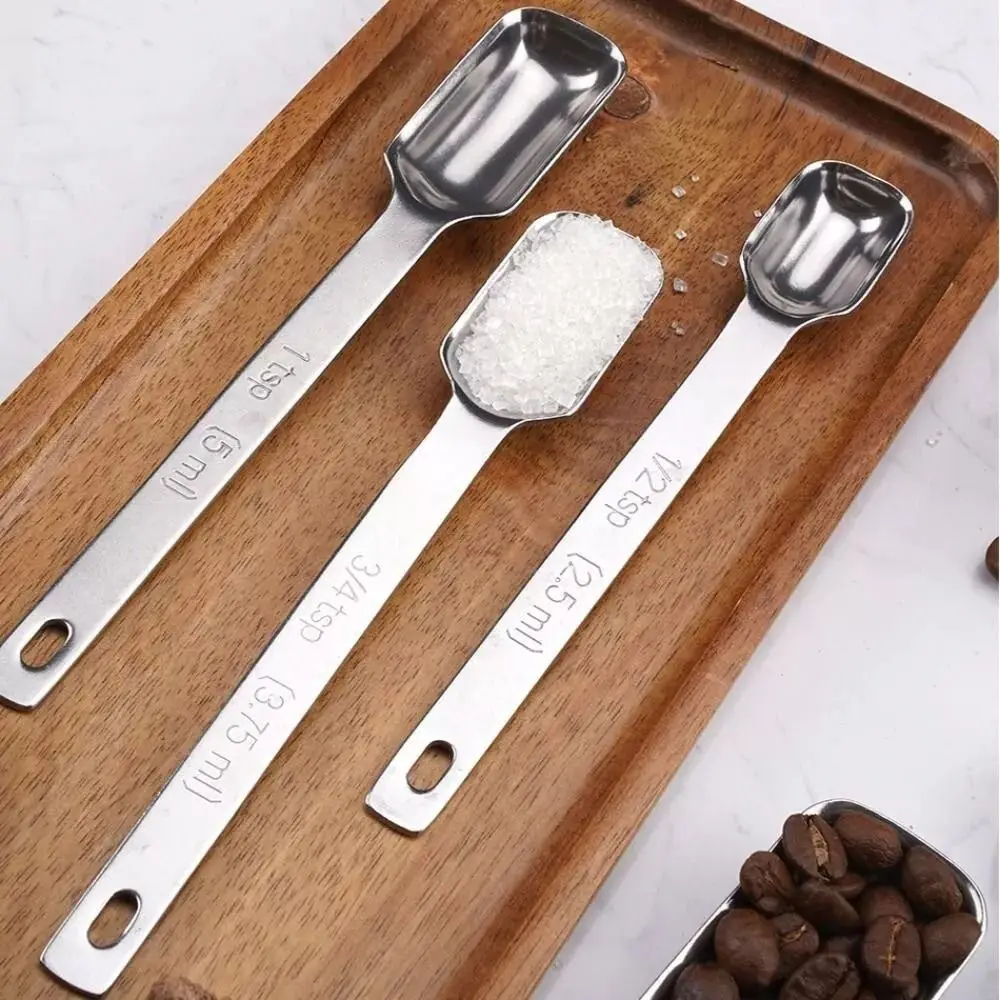 Measuring Spoons Kitchen Utensil Rectangular Head Cooking Baking Spoon Portable Milk Powder 6Pcs