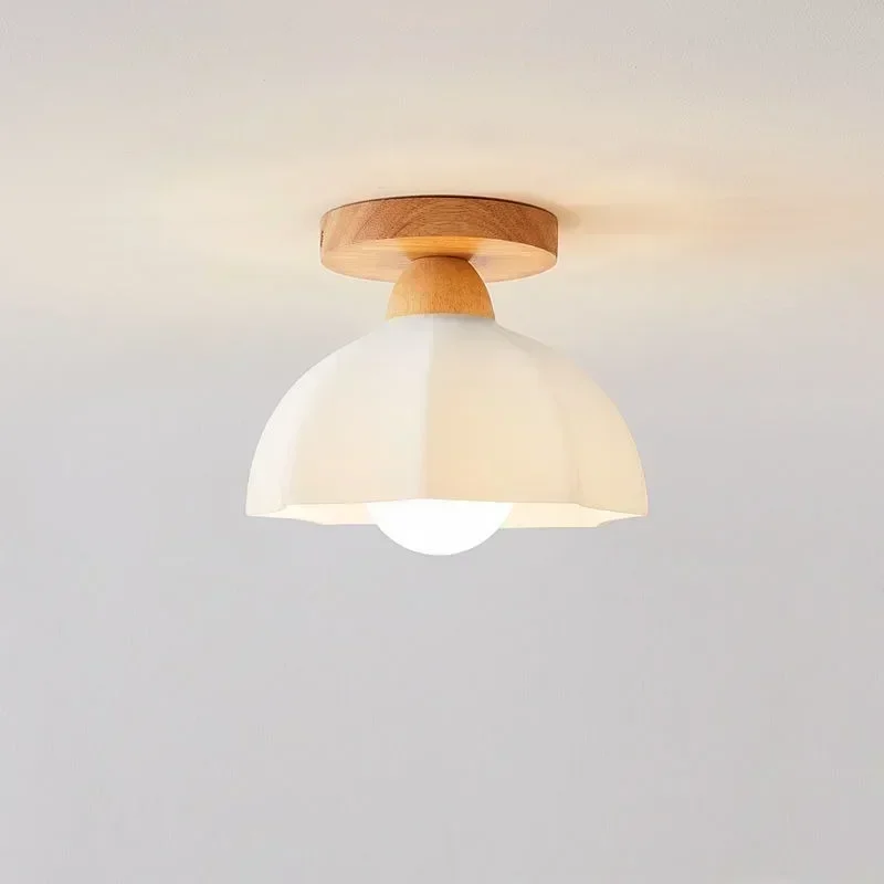 Nordic Log Ceiling Lamp Porch Cloakroom Bay Window Hall Balcony Japanese Wood Lamp Corridor Entrance Lamp