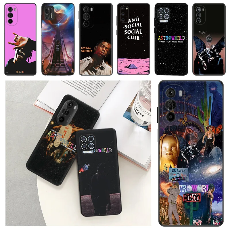 Custodie Per Telefoni Per Moto G73 G53 G72 G52 G Stylus G8 G9 G200 Edge 40 Pro 30 20 Lite Travis Scott Singer Black Soft Anti-Drop Cover