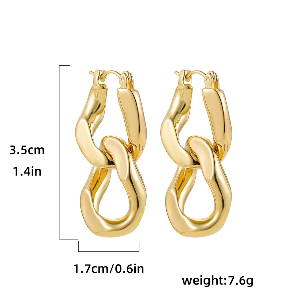 Minimalist Twisted Cuban Chain Hanging Drop Earrings for