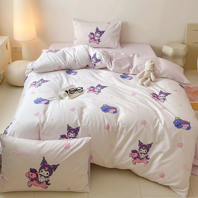 

Sanrios Bedding Four-Piece Set Cute Hello Kitty Kuromi Mymelody Quilt Cover Bed Sheets Pillowcases Covers Sets Accessories Gift