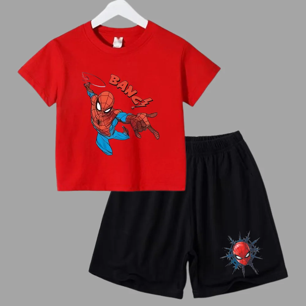 thumbnail image 1 of Conjunto de verano de Marvel Spider-Man para bebé adolescente, camiseta para niño, pantalones cortos, conjunto de 2 piezas, ropa deportiva de manga corta para niño y niña, marca de dibujos animados pa, 1 of 5