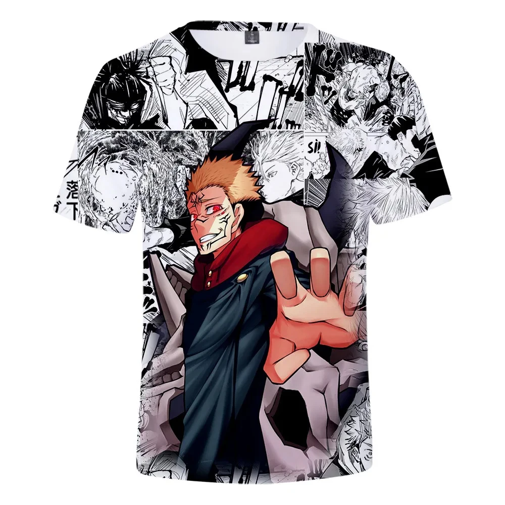 New Mens Summer t shirts Japanese Anime Jujutsu Kaisen Gojo Boys T-shirt Summer Oversized Harajuku Casual Kids Sport Streetwear 2
